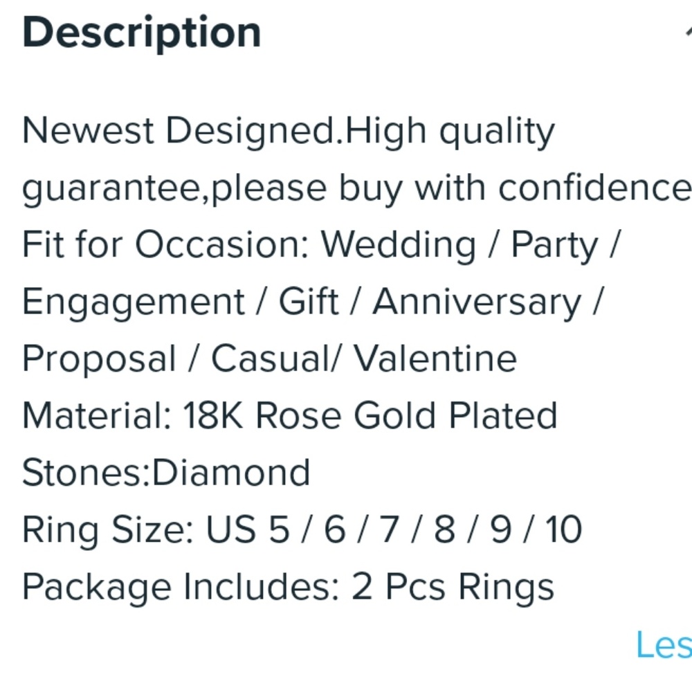 LAST ONE!!!    NWT 18k ROSE GOLD PLATED WEDDING RINGS SET - Picture 2 of 2